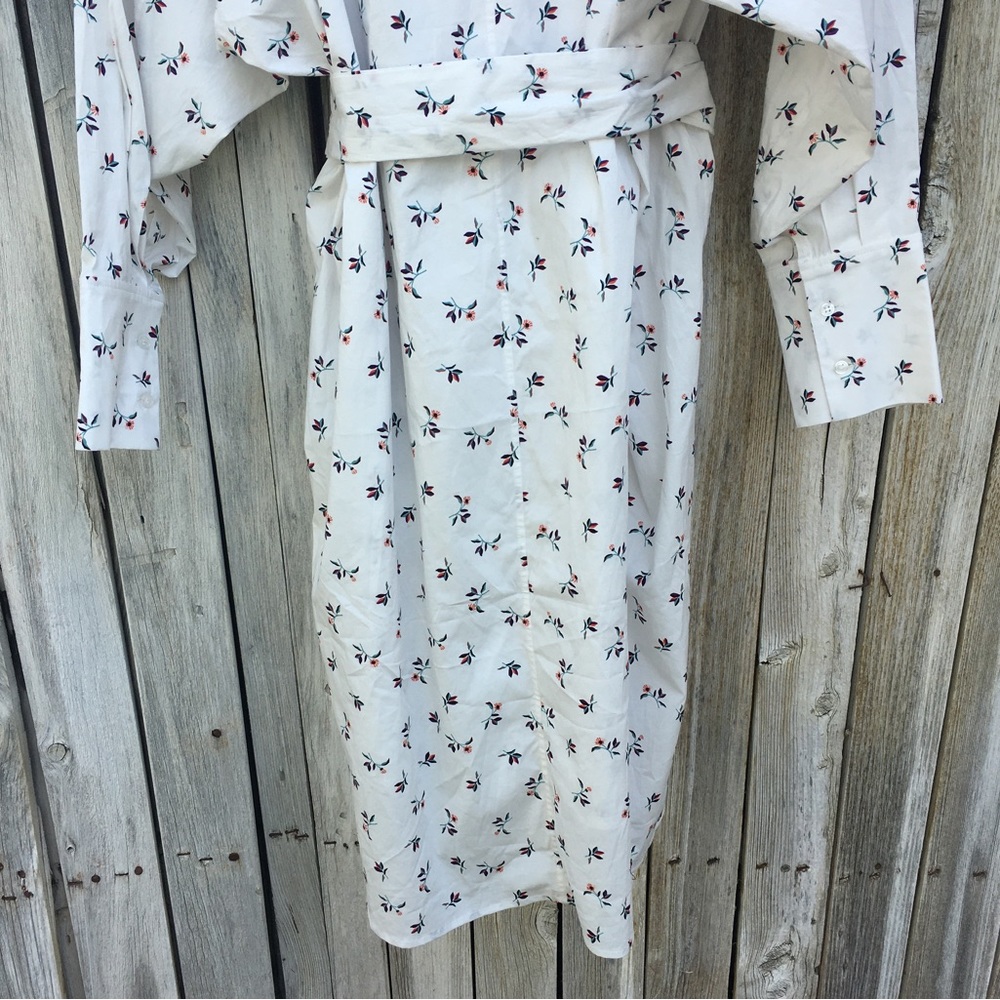 New Munthe Patrina Floral Long Sleeve Stretch Organic Cotton Shirtdress White 36 - Picture 14 of 16